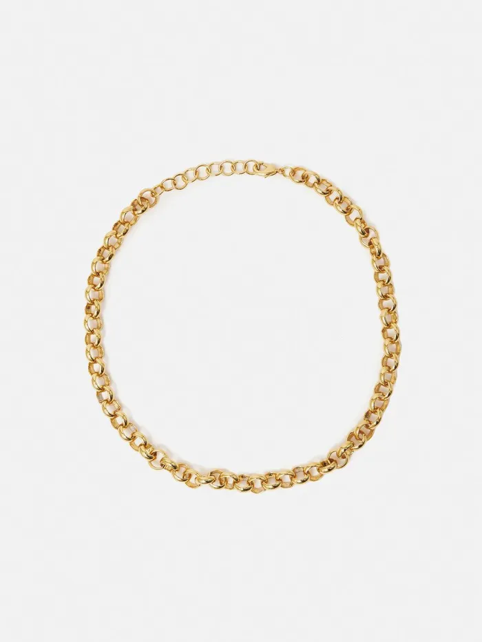 Women Belcher Chain Necklace Gold Jigsaw Party