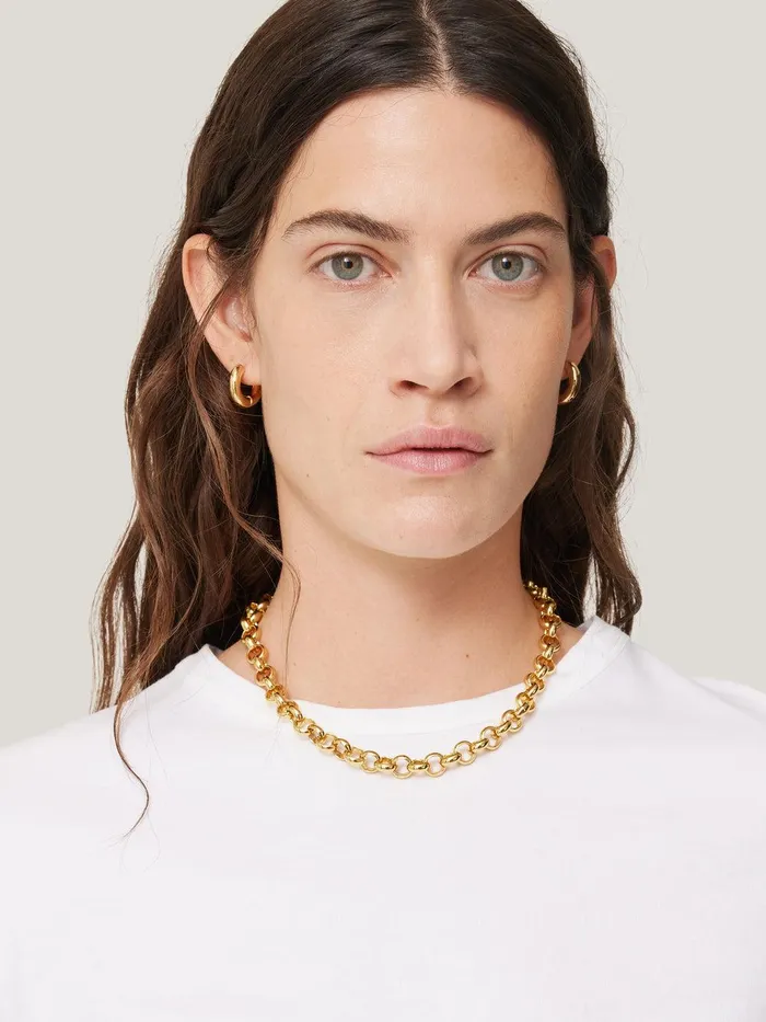 Women Belcher Chain Necklace Gold Jigsaw Party