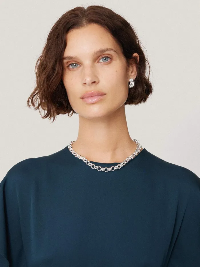 Women Belcher Chain Necklace Silver Jigsaw Jewellery