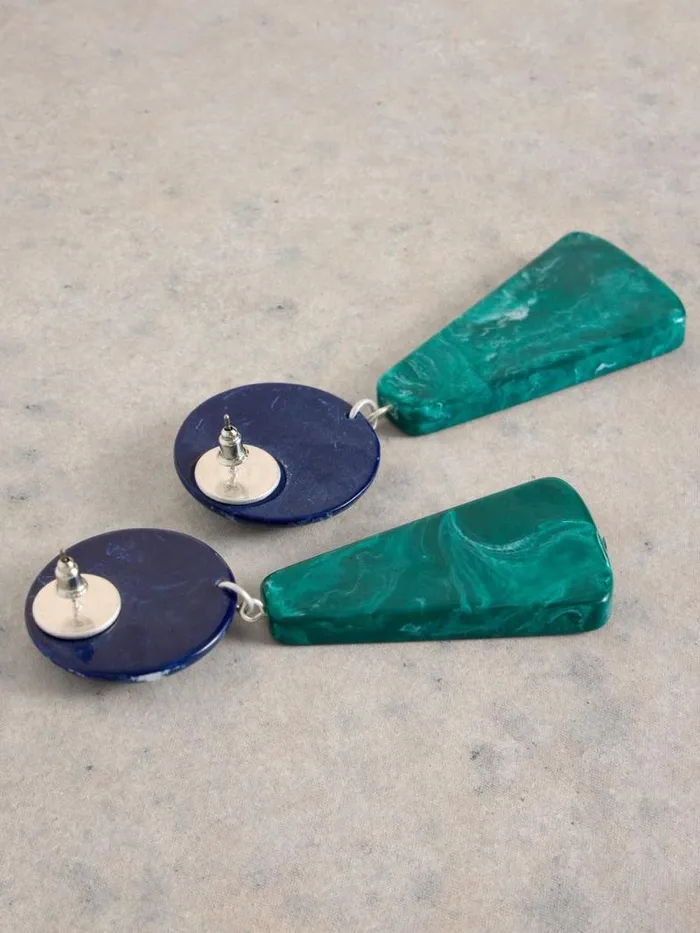 Women Bella Resin Drop Earring Teal Multi White Stuff Jewellery