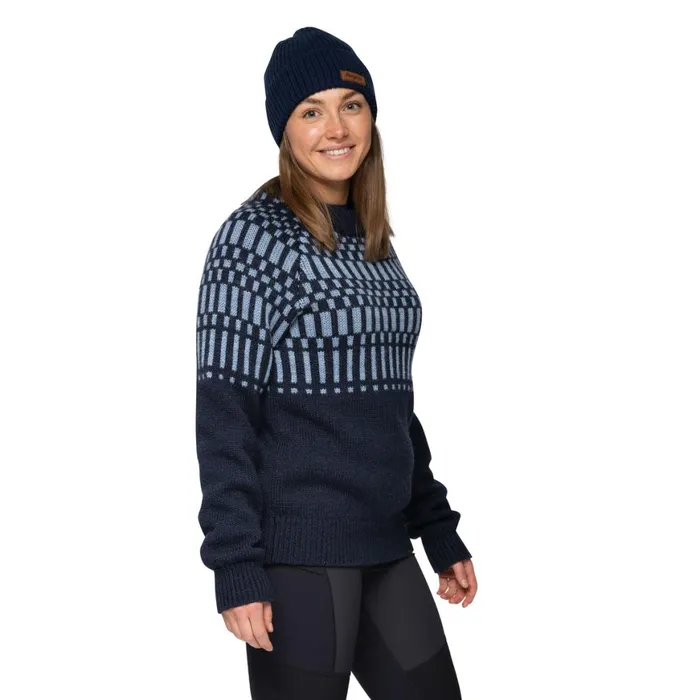 Women Bergans Of Norway Jumpers And Long Sleeves Nordmarka Merino Jumper Navy Blue Husky Blue