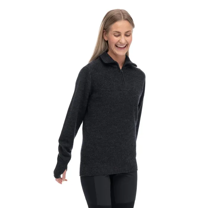 Women Bergans Of Norway Jumpers And Long Sleeves Ulriken Light Merino Jumper Dark Shadow Grey