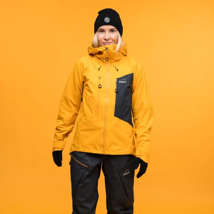Women Bergans Of Norway Ski Jackets Y Mountainline Breathe 3l Shell Jacket Mango Yellow