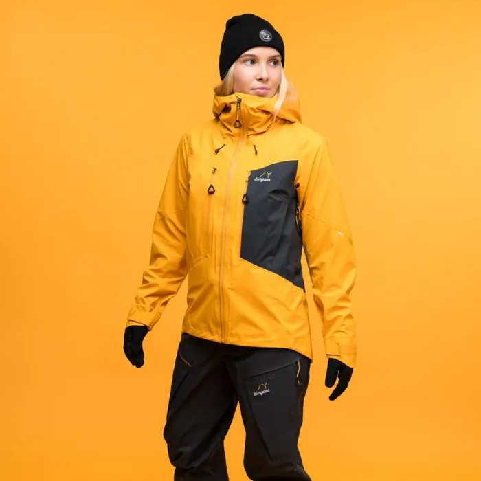 Women Bergans Of Norway Ski Jackets Y Mountainline Breathe 3l Shell Jacket Mango Yellow