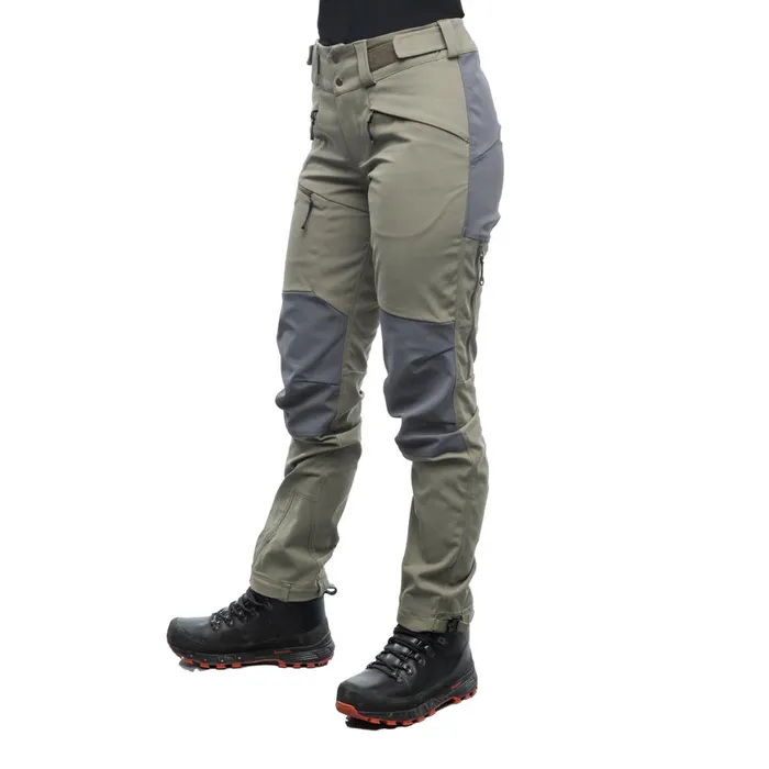 Women Bergans Of Norway Softshell Pants Fjorda Trekking Hybrid W Pants Green Mud Solid Dark Grey