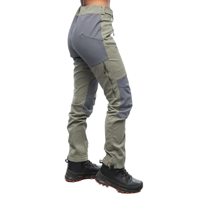 Women Bergans Of Norway Softshell Pants Fjorda Trekking Hybrid W Pants Green Mud Solid Dark Grey