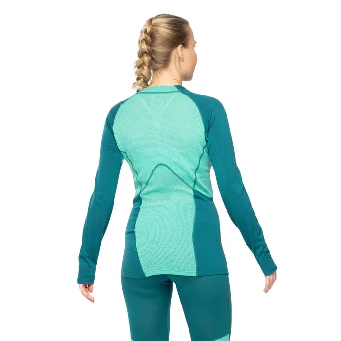 Women Bergans Of Norway Wool Longsleeved Shirts InnerPure Merino Long Sleeve Malachite Green Light Malachite Green