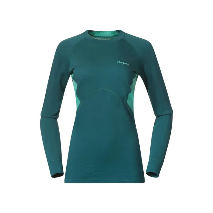 Women Bergans Of Norway Wool Longsleeved Shirts InnerPure Merino Long Sleeve Malachite Green Light Malachite Green