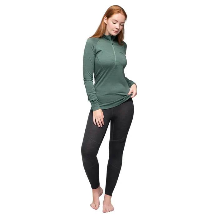 Women Bergans Of Norway Wool Longsleeved Shirts InnerPure W Half Zip Dark Jade Green