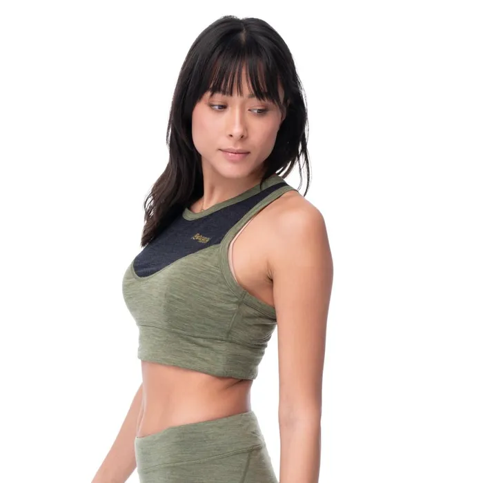 Women Bergans Of Norway Wool TShirts And Tops InnerLight W Top Olive Green Solid Charcoal