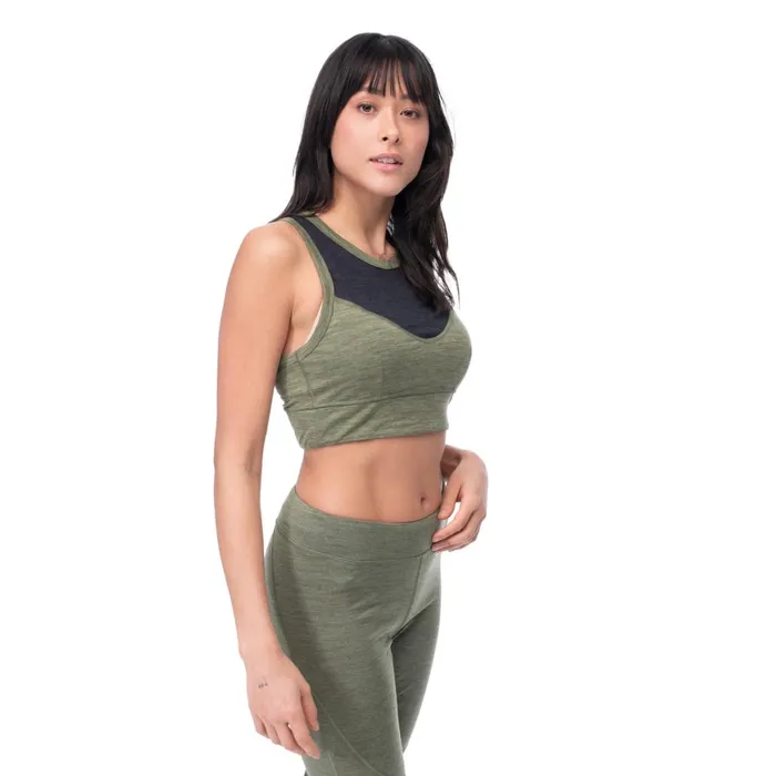 Women Bergans Of Norway Wool TShirts And Tops InnerLight W Top Olive Green Solid Charcoal