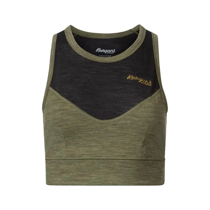 Women Bergans Of Norway Wool TShirts And Tops InnerLight W Top Olive Green Solid Charcoal