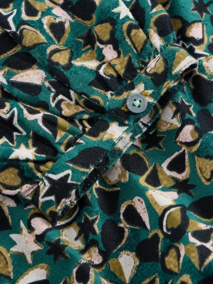 Women BETTY TIE HEM Green Print White Stuff Tops and Tees