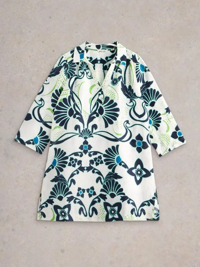 Women Blake Linen Tunic Ivory Print White Stuff Shirts and Blouses Women Blake Linen Tunic Ivory Print White Stuff Shirts and Blouses