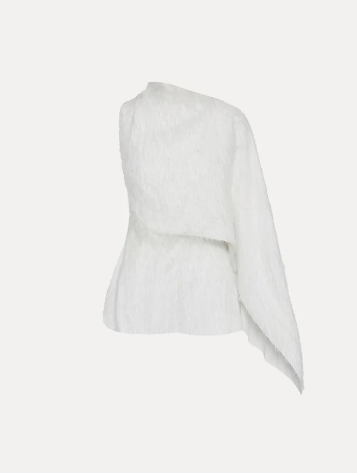 Women Blouses and Knits Oscar De La Renta Fringe Fil Coup Blouse Ivory