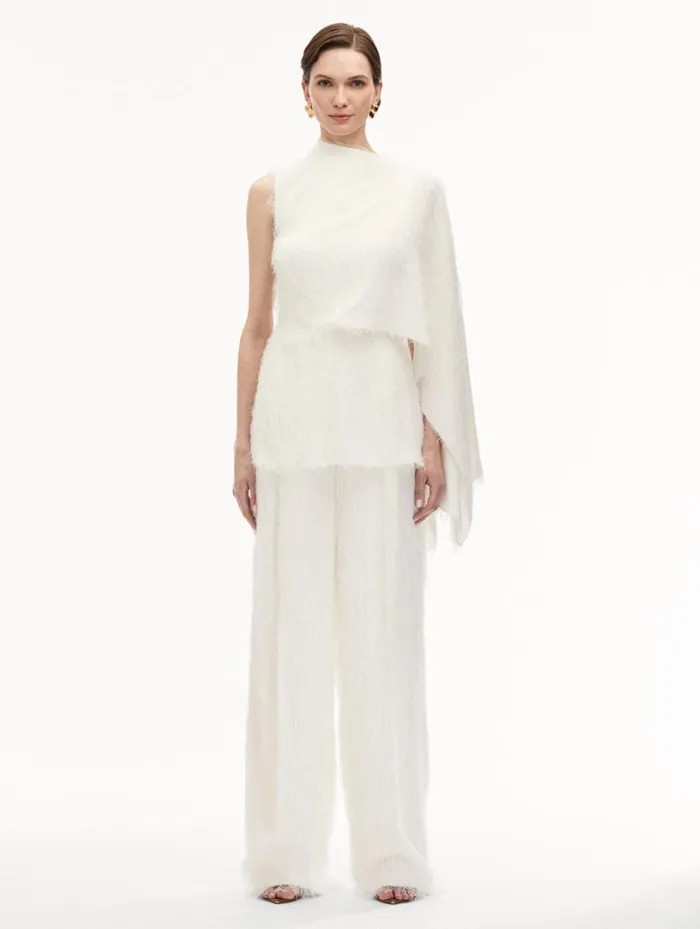 Women Blouses and Knits Oscar De La Renta Fringe Fil Coup Blouse Ivory