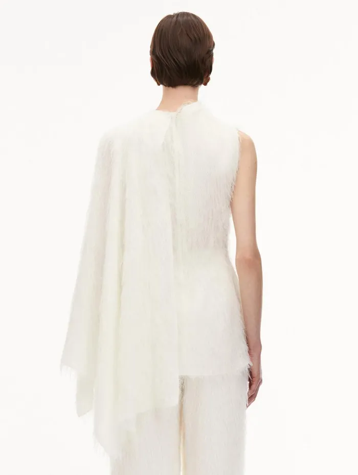 Women Blouses and Knits Oscar De La Renta Fringe Fil Coup Blouse Ivory