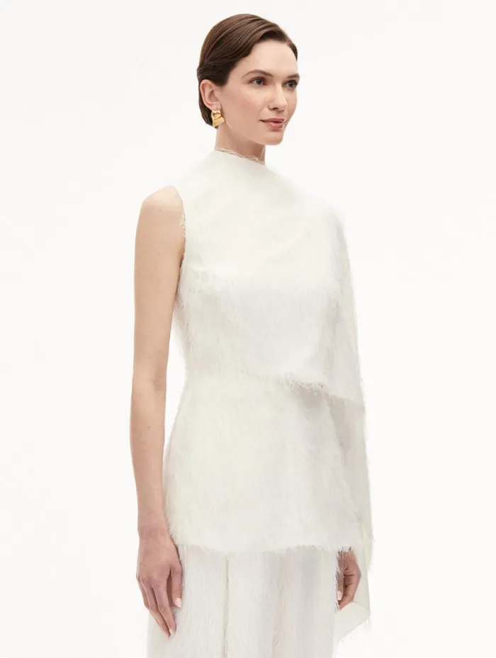 Women Blouses and Knits Oscar De La Renta Fringe Fil Coup Blouse Ivory