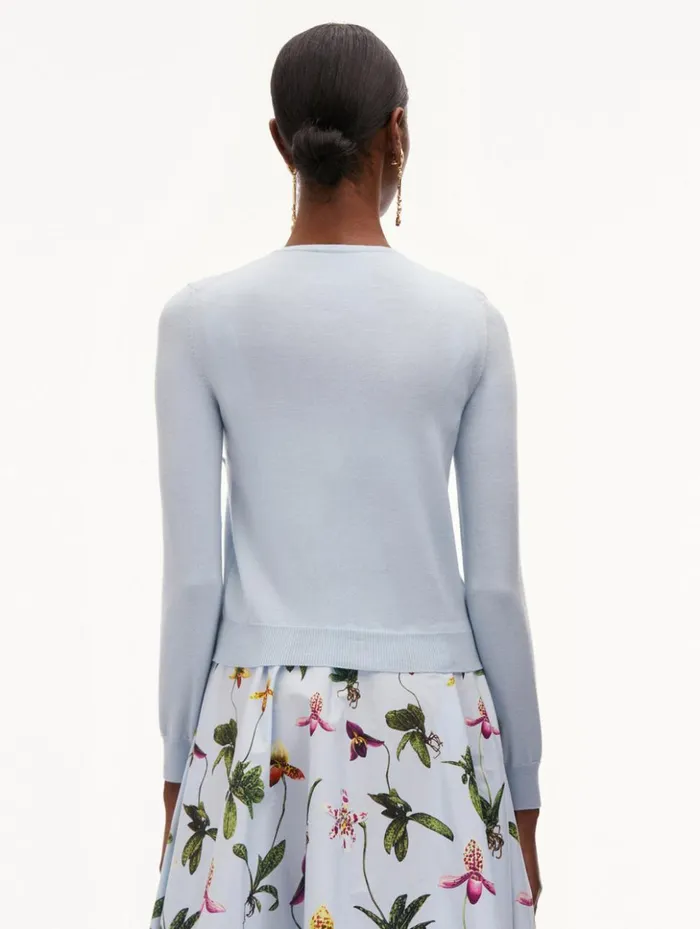 Women Blouses and Knits Oscar De La Renta Orchid Threadwork Cardigan Light Blue Women Blouses and Knits Oscar De La Renta Orchid Threadwork Cardigan Light Blue