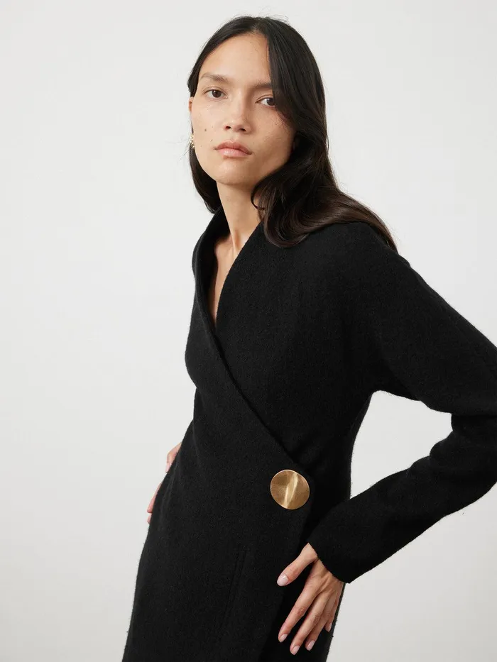 Women Boiled Wool Blend Disc Dress Black Jigsaw Knitwear and Cashmere