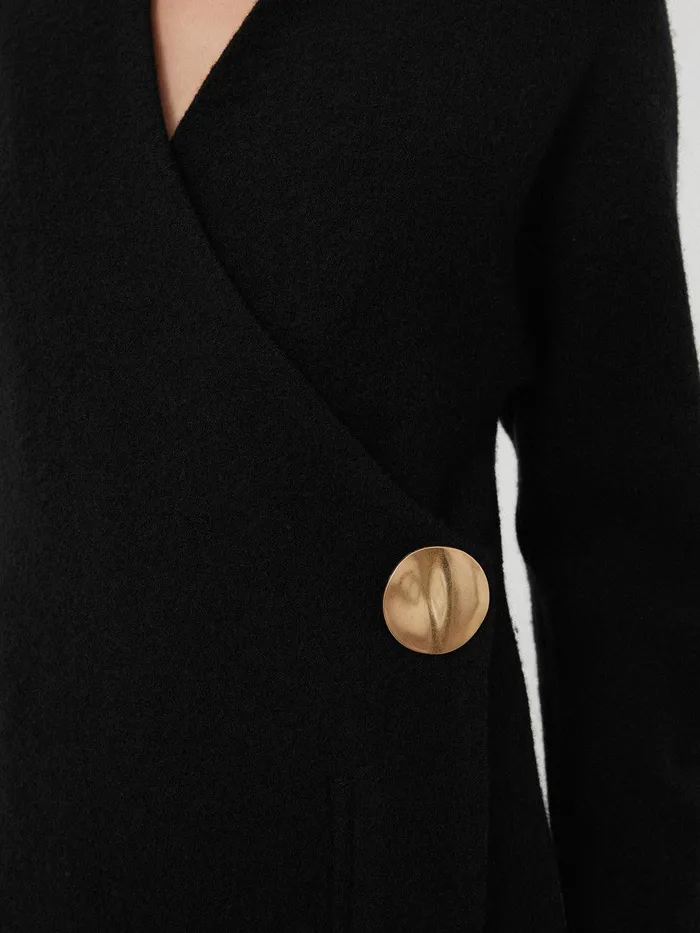 Women Boiled Wool Blend Disc Dress Black Jigsaw Knitwear and Cashmere
