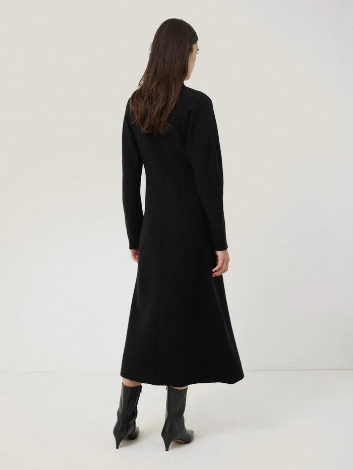 Women Boiled Wool Blend Disc Dress Black Jigsaw Knitwear and Cashmere
