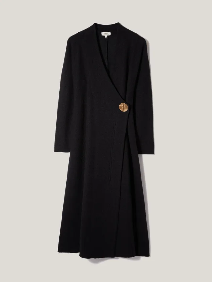 Women Boiled Wool Blend Disc Dress Black Jigsaw Knitwear and Cashmere