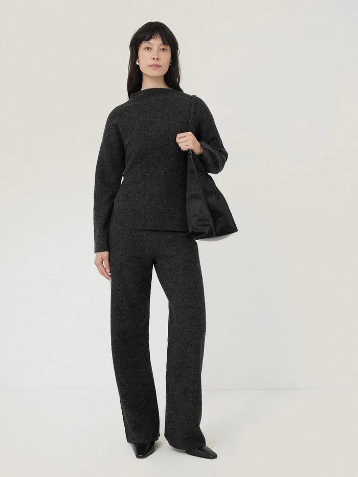 Women Boiled Wool Blend Trouser Dark Grey Jigsaw Pyjamas and Loungewear