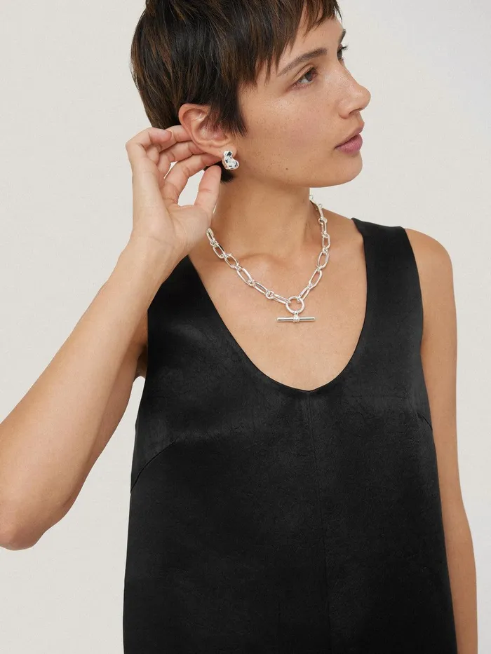Women Bonded Satin Tank Top Black Jigsaw Coords