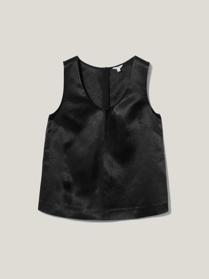 Women Bonded Satin Tank Top Black Jigsaw Coords