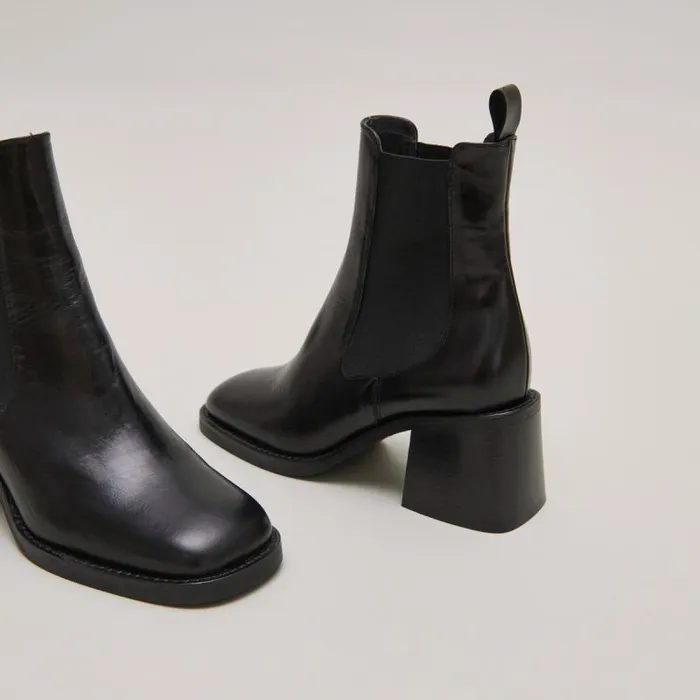 Women Boots With Elastics And Chunky Heels Black JONAK Ankle Boots Lowboots