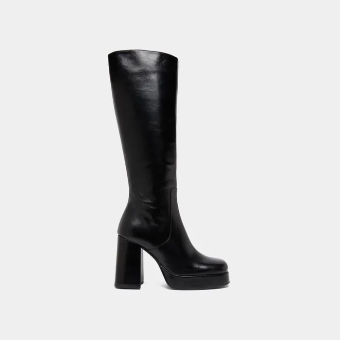 Women Boots With Heels And Square Toes Black JONAK Boots Thighhigh Boots