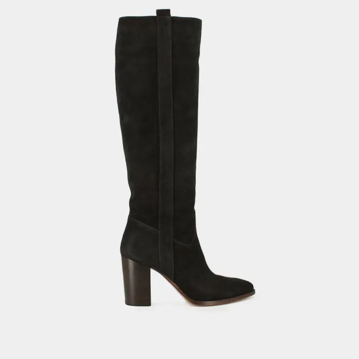Women Boots With High Heels And Pointed Toes Dark Brown JONAK Boots Thighhigh Boots