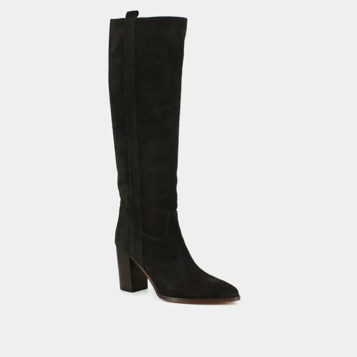 Women Boots With High Heels And Pointed Toes Dark Brown JONAK Boots Thighhigh Boots