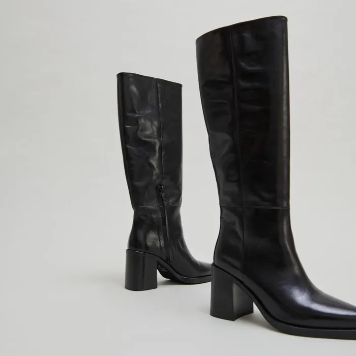Women Boots With Laminated Heels Black JONAK Boots Thighhigh Boots