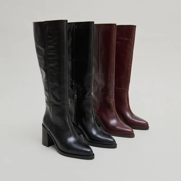 Women Boots With Laminated Heels Black JONAK Boots Thighhigh Boots