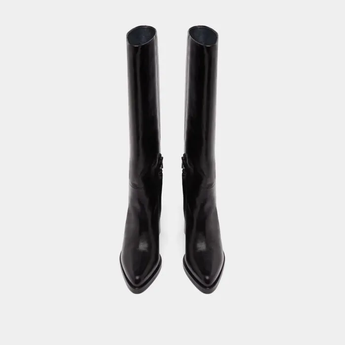Women Boots With Laminated Heels Black JONAK Boots Thighhigh Boots