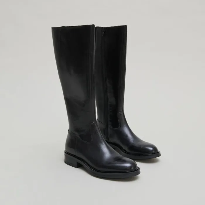 Women Boots With Notched Heels Black JONAK Boots Thighhigh Boots
