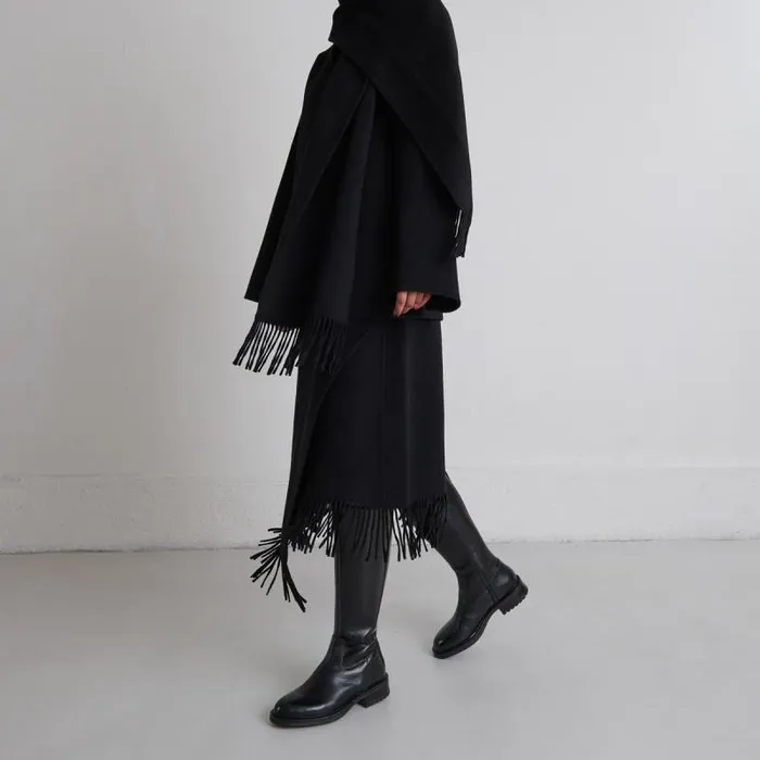 Women Boots With Notched Heels Black JONAK Boots Thighhigh Boots