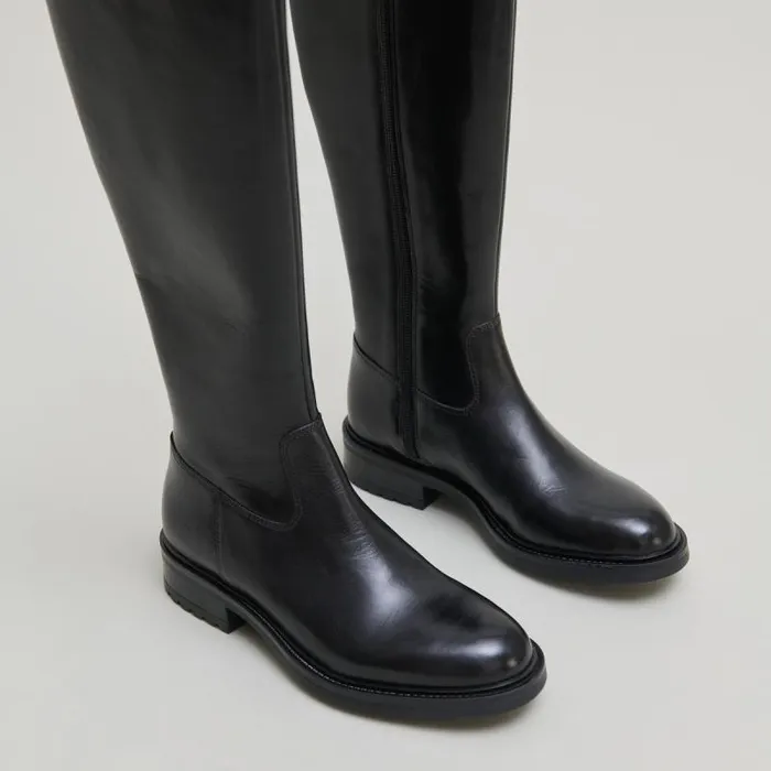 Women Boots With Notched Heels Black JONAK Boots Thighhigh Boots