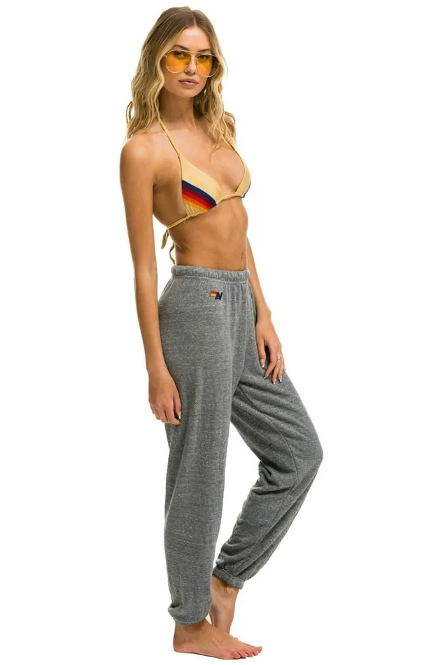 Women Bottoms Aviator Nation 5 STRIPE SWEATPANTS 8211 HEATHER GREY NEON RAINBOW Women Bottoms Aviator Nation 5 STRIPE SWEATPANTS 8211 HEATHER GREY NEON RAINBOW