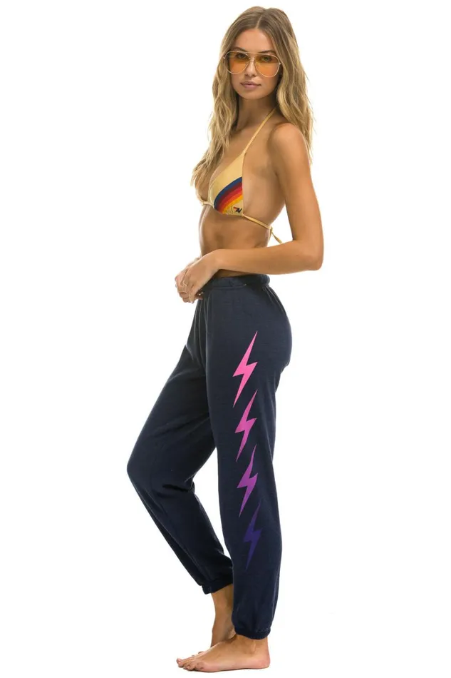 Women Bottoms Aviator Nation BOLT FADE 4 SWEATPANTS 8211 NAVY PINK PURPLE