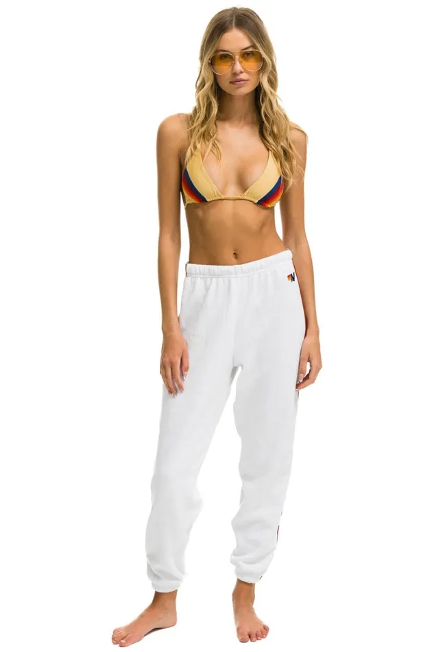 Women Bottoms Aviator Nation BOLT STRIPE SWEATPANTS 8211 WHITE Women Bottoms Aviator Nation BOLT STRIPE SWEATPANTS 8211 WHITE