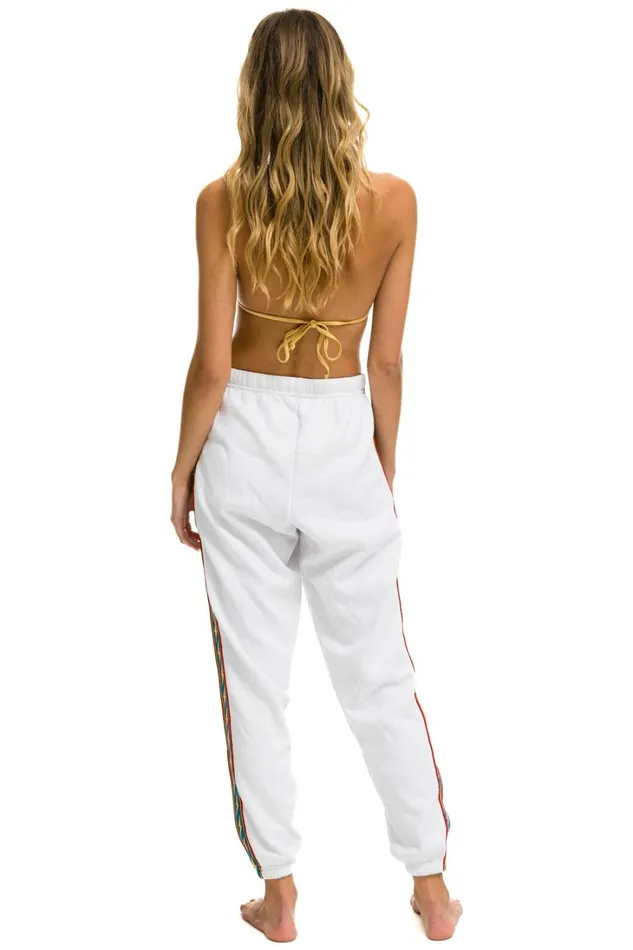 Women Bottoms Aviator Nation BOLT STRIPE SWEATPANTS 8211 WHITE Women Bottoms Aviator Nation BOLT STRIPE SWEATPANTS 8211 WHITE