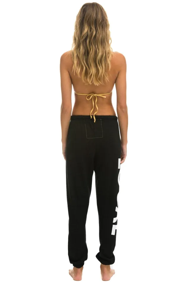 Women Bottoms Aviator Nation LOCALS ONLY SWEATPANTS 8211 BLACK Women Bottoms Aviator Nation LOCALS ONLY SWEATPANTS 8211 BLACK