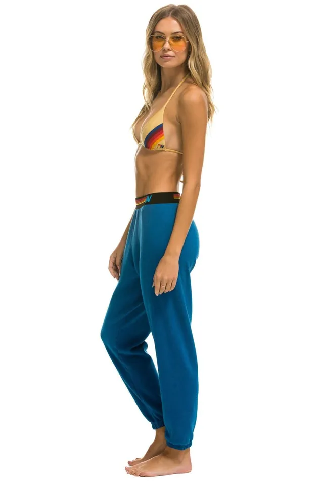 Women Bottoms Aviator Nation LOGO STRIPE SWEATPANTS 8211 CARIBBEAN Women Bottoms Aviator Nation LOGO STRIPE SWEATPANTS 8211 CARIBBEAN