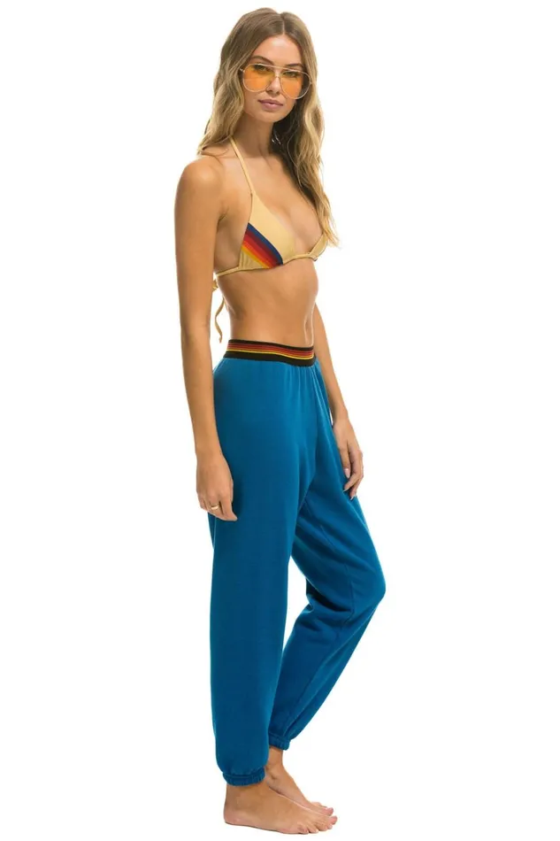 Women Bottoms Aviator Nation LOGO STRIPE SWEATPANTS 8211 CARIBBEAN Women Bottoms Aviator Nation LOGO STRIPE SWEATPANTS 8211 CARIBBEAN
