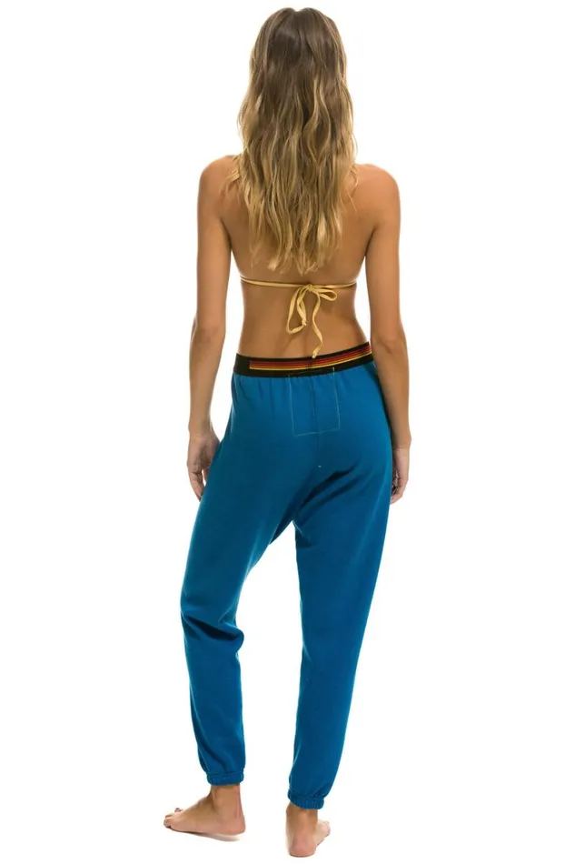 Women Bottoms Aviator Nation LOGO STRIPE SWEATPANTS 8211 CARIBBEAN Women Bottoms Aviator Nation LOGO STRIPE SWEATPANTS 8211 CARIBBEAN