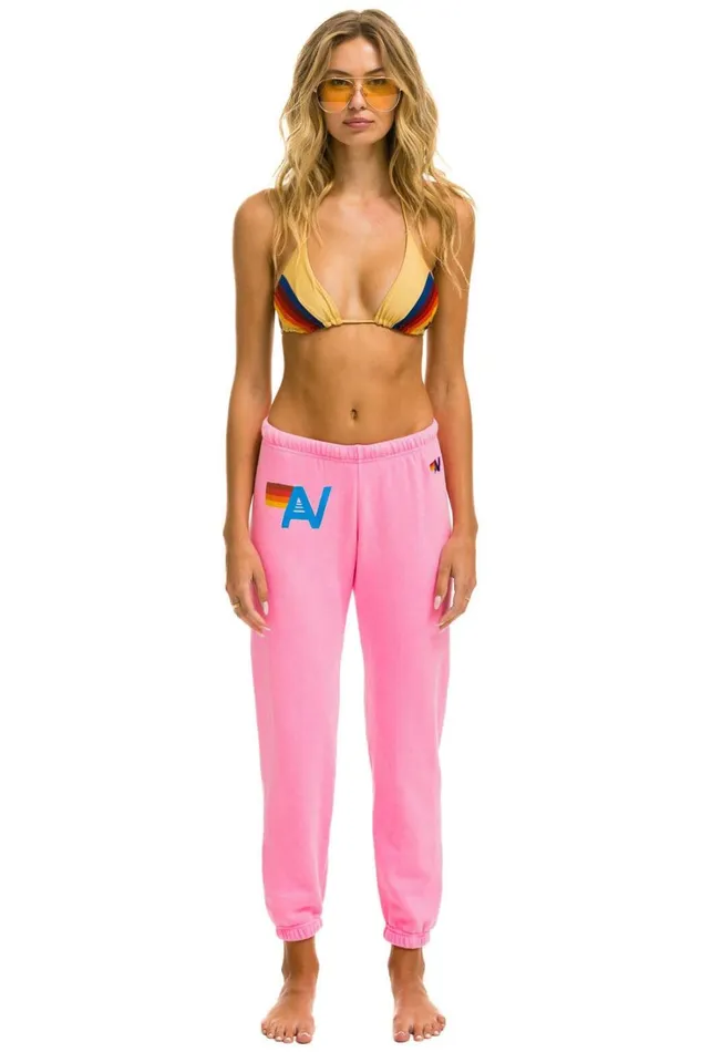 Women Bottoms Aviator Nation LOGO SWEATPANTS 8211 NEON PINK