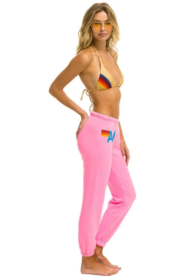 Women Bottoms Aviator Nation LOGO SWEATPANTS 8211 NEON PINK